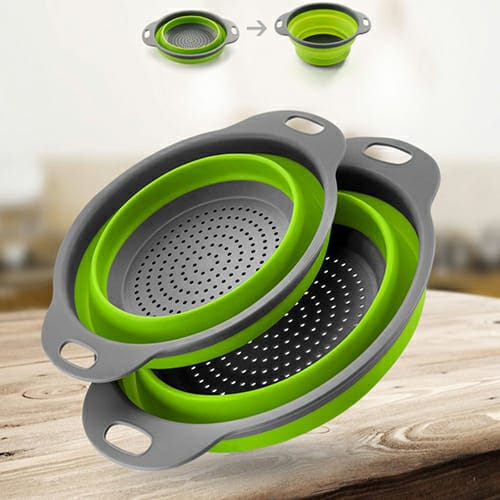 (2 Pcs) Collapsible Filter Kitchen Basket.