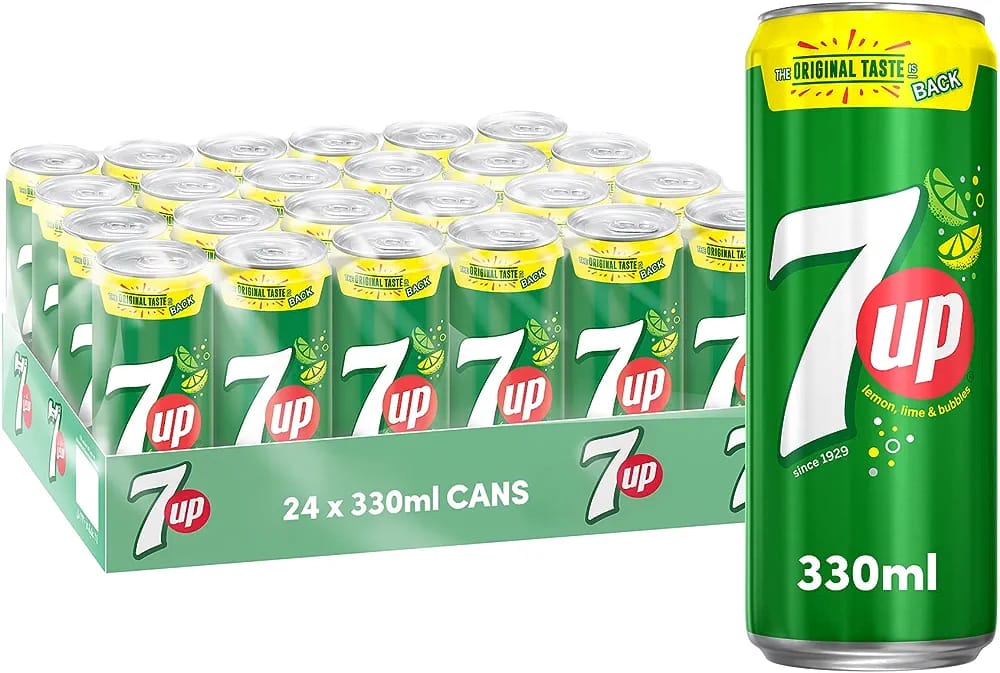 7UP Carbonated Soft Drink Cans 330ml (Pack of 24)